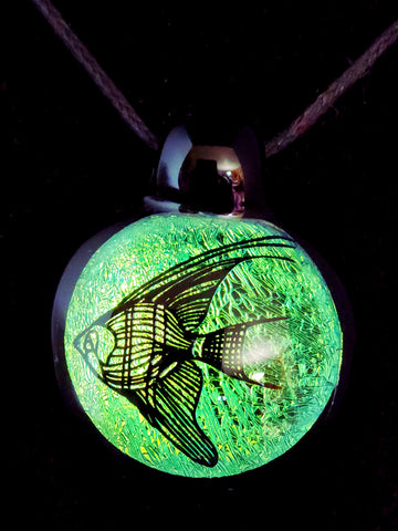 Green/gold Angelfish dichroic image pendant