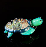 Titan green Honu pendant with copper and gold dichroic shell