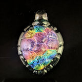 Magenta sunset dichroic turtle shell pendant