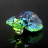 Lime-aid Honu pendant with blue/green dichroic shell