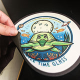 Fabric Top Turtle Time Glass Graphic Display Mat